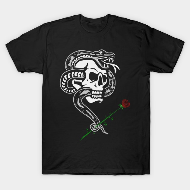 Skull snack viper flower T-Shirt by Jay the public